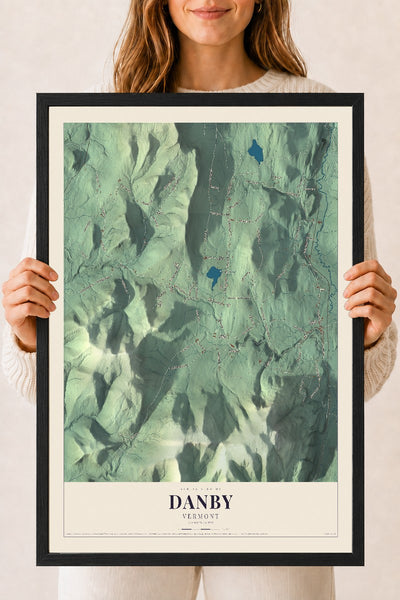 Danby, Vermont map print - 18 x 24 black Ayous wood frame