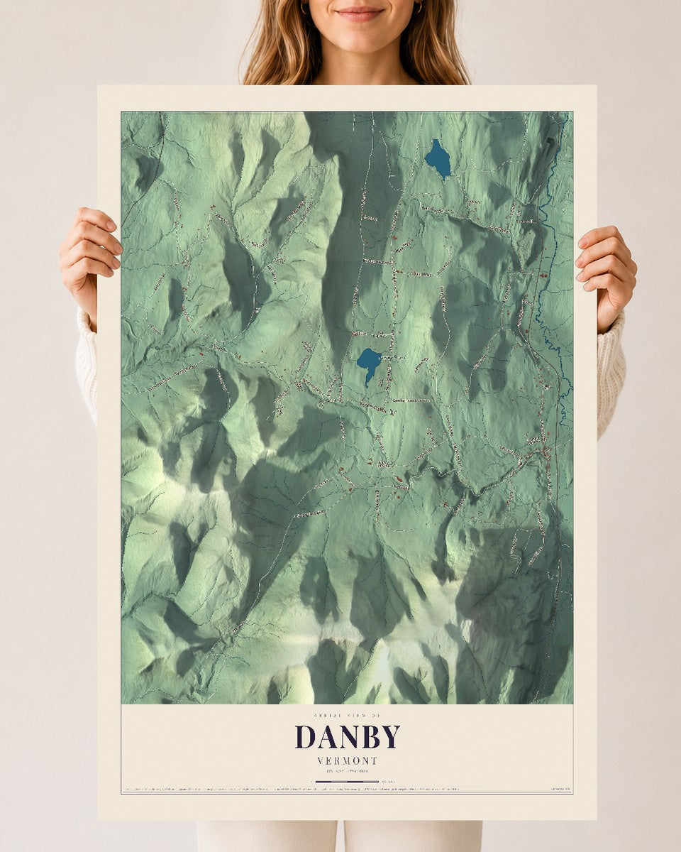Danby, Vermont map print - 24 x 36 archival matte print