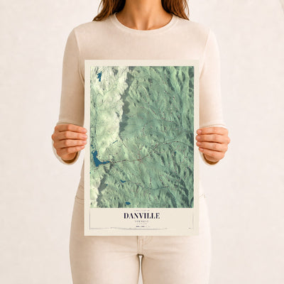 Danville, Vermont map print - 12 x 18 archival matte print