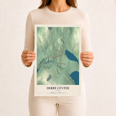 Derby Center, Vermont map print - 12 x 18 archival matte print