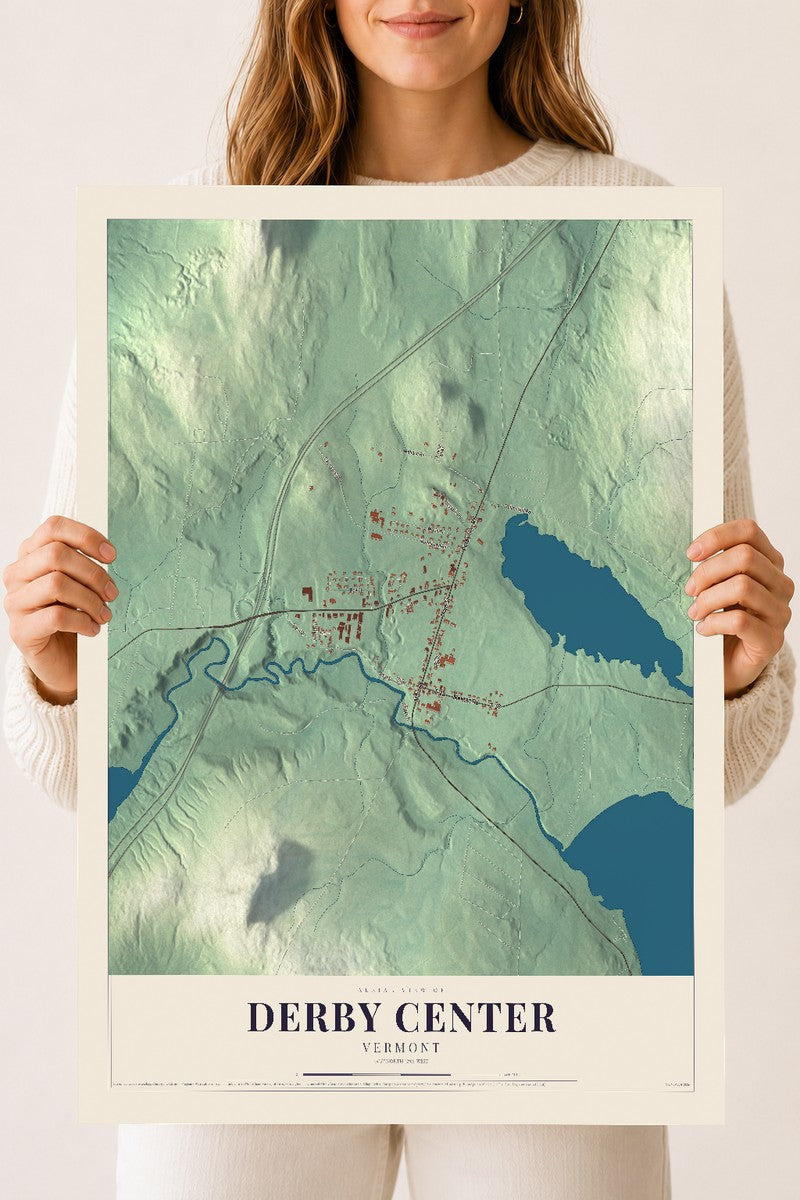 Derby Center, Vermont map print - 18 x 24 archival matte print