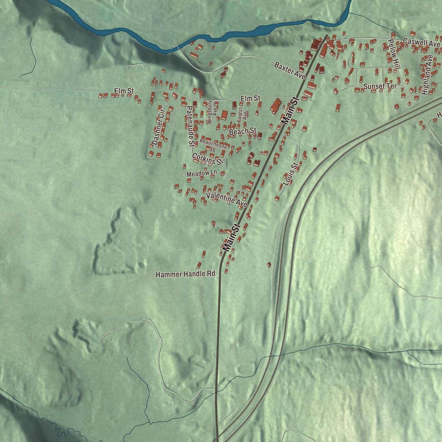 Street and neighborhood detail from the Derby Line, Vermont map