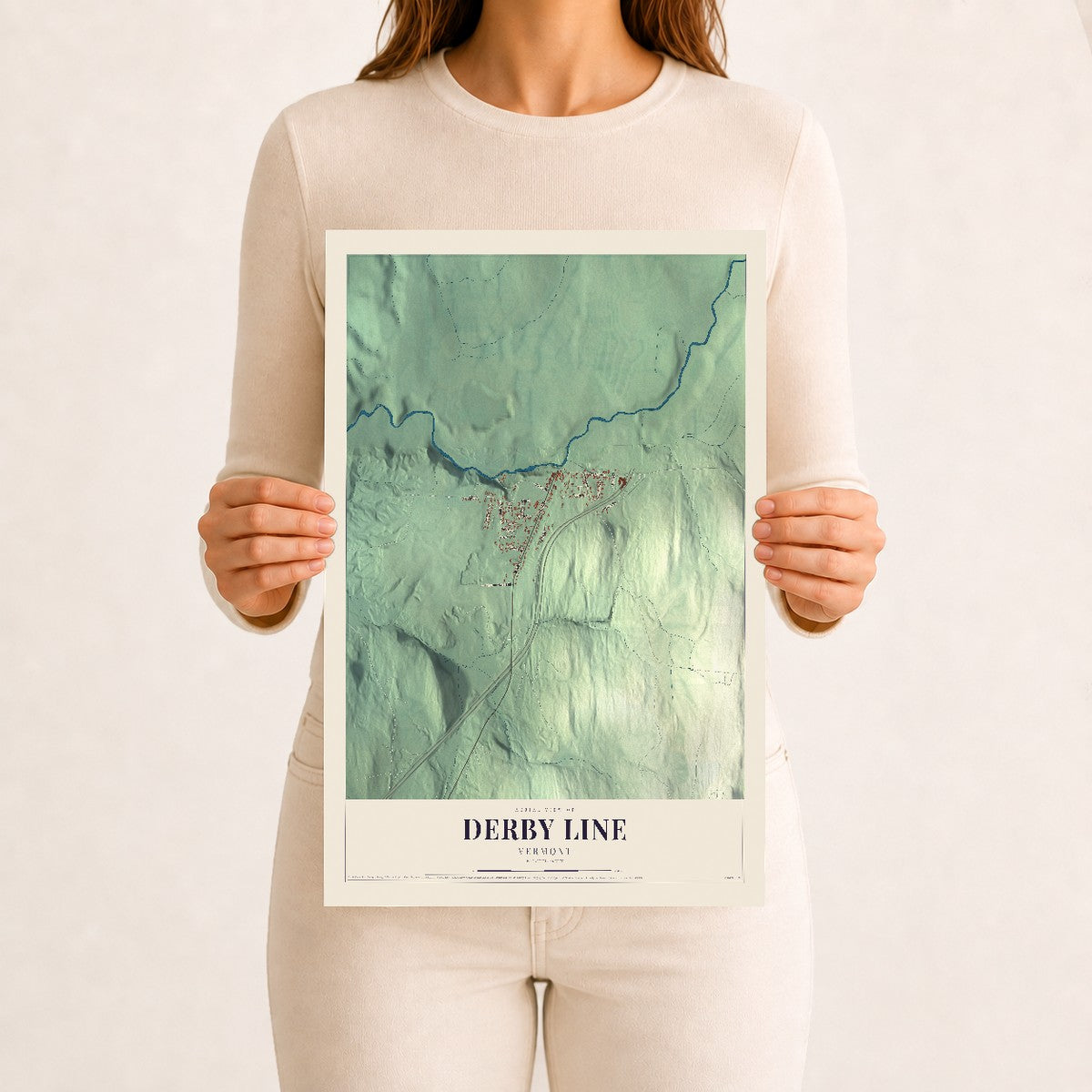 Derby Line, Vermont map print - 12 x 18 archival matte print