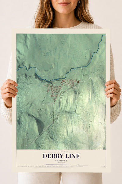 Derby Line, Vermont map print - 18 x 24 archival matte print