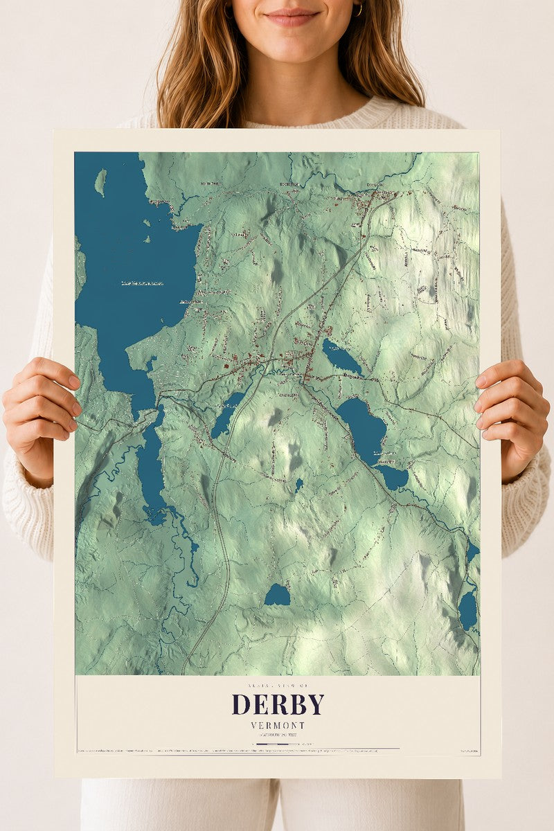 Derby, Vermont map print - 18 x 24 archival matte print