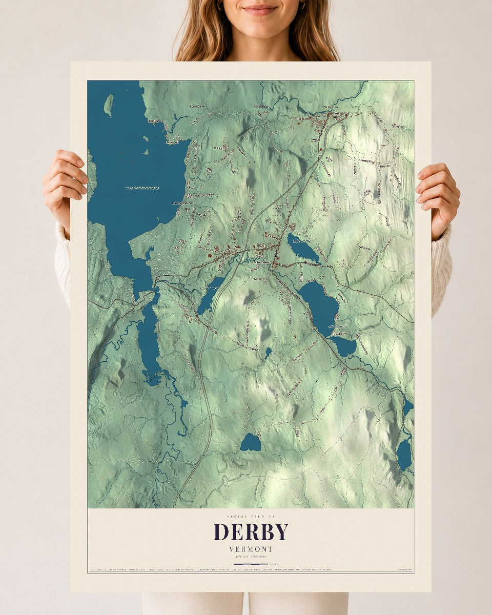 Derby, Vermont map print - 24 x 36 archival matte print