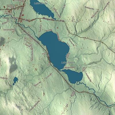 Terrain and local geography detail from the Derby, Vermont map