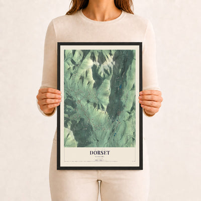Dorset, Vermont map print - 12 x 18 black Ayous wood frame