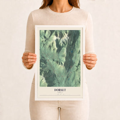 Dorset, Vermont map print - 12 x 18 white Ayous wood frame