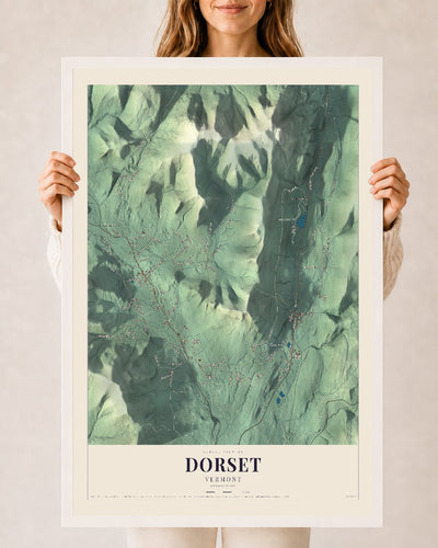 Dorset, Vermont map print - 24 x 36 white Ayous wood frame