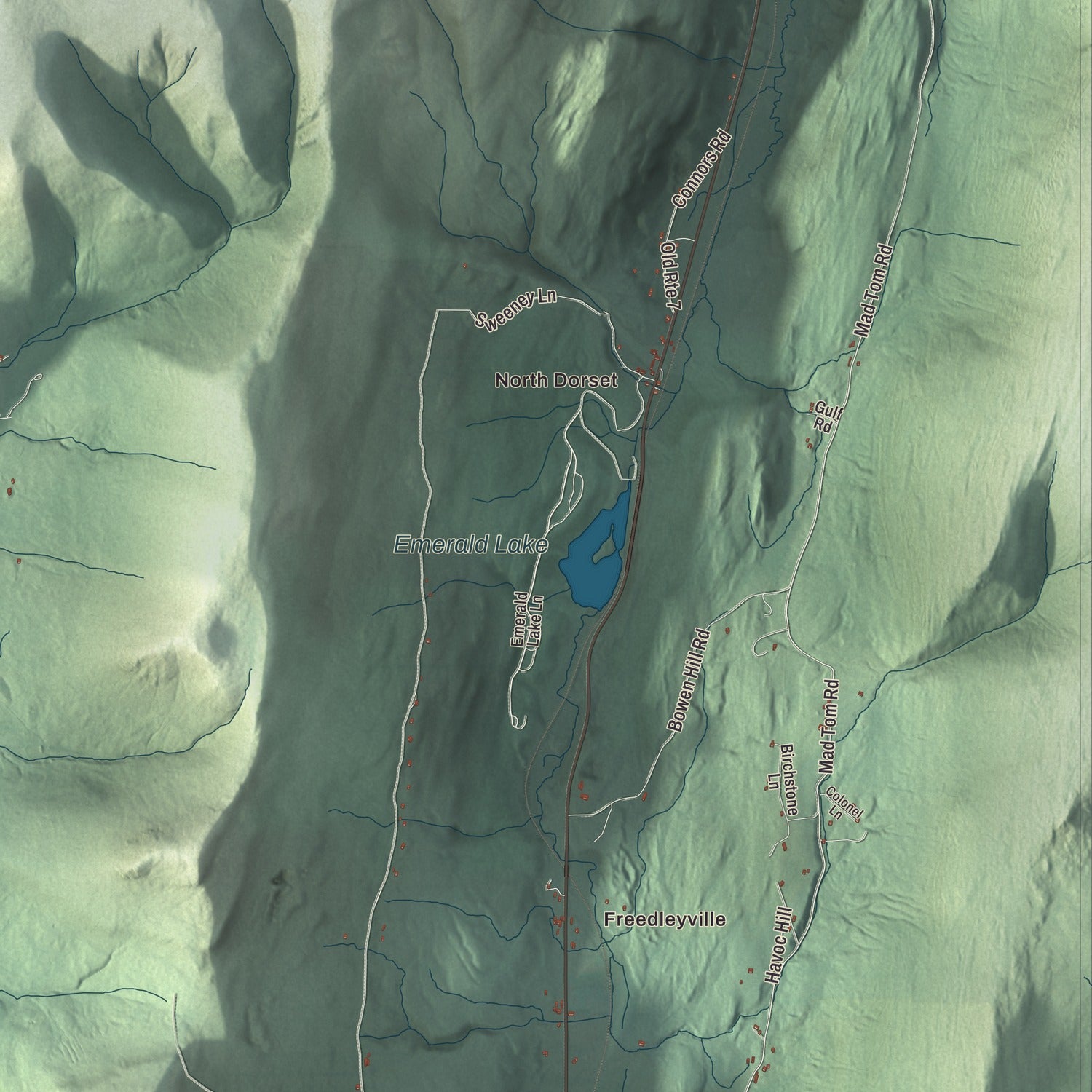Terrain and local geography detail from the Dorset, Vermont map