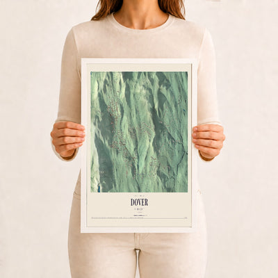Dover, Vermont map print - 12 x 18 white Ayous wood frame
