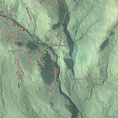 Terrain and local geography detail from the Dover, Vermont map