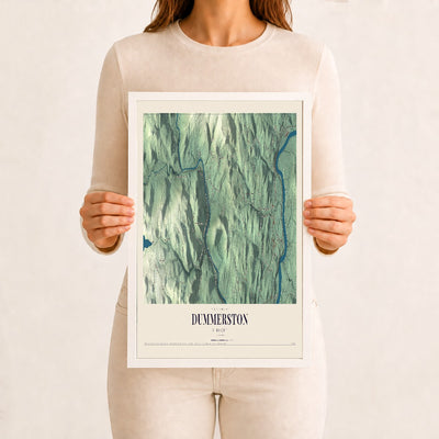Dummerston, Vermont map print - 12 x 18 white Ayous wood frame