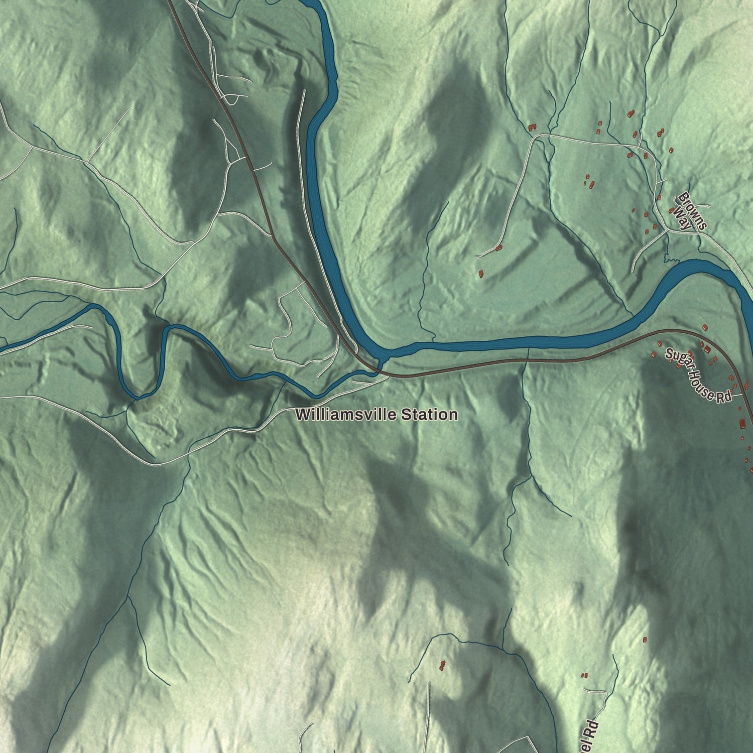 Terrain and local geography detail from the Dummerston, Vermont map