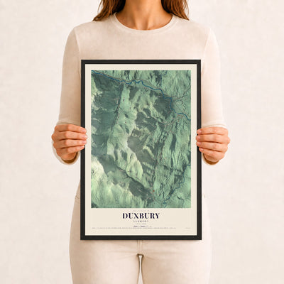 Duxbury, Vermont map print - 12 x 18 black Ayous wood frame