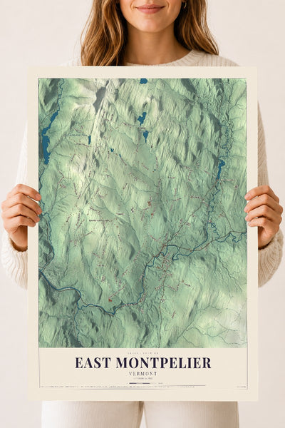 East Montpelier, Vermont map print - 18 x 24 archival matte print