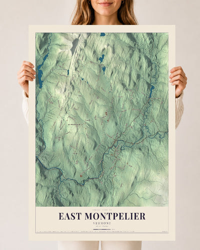 East Montpelier, Vermont map print - 24 x 36 archival matte print