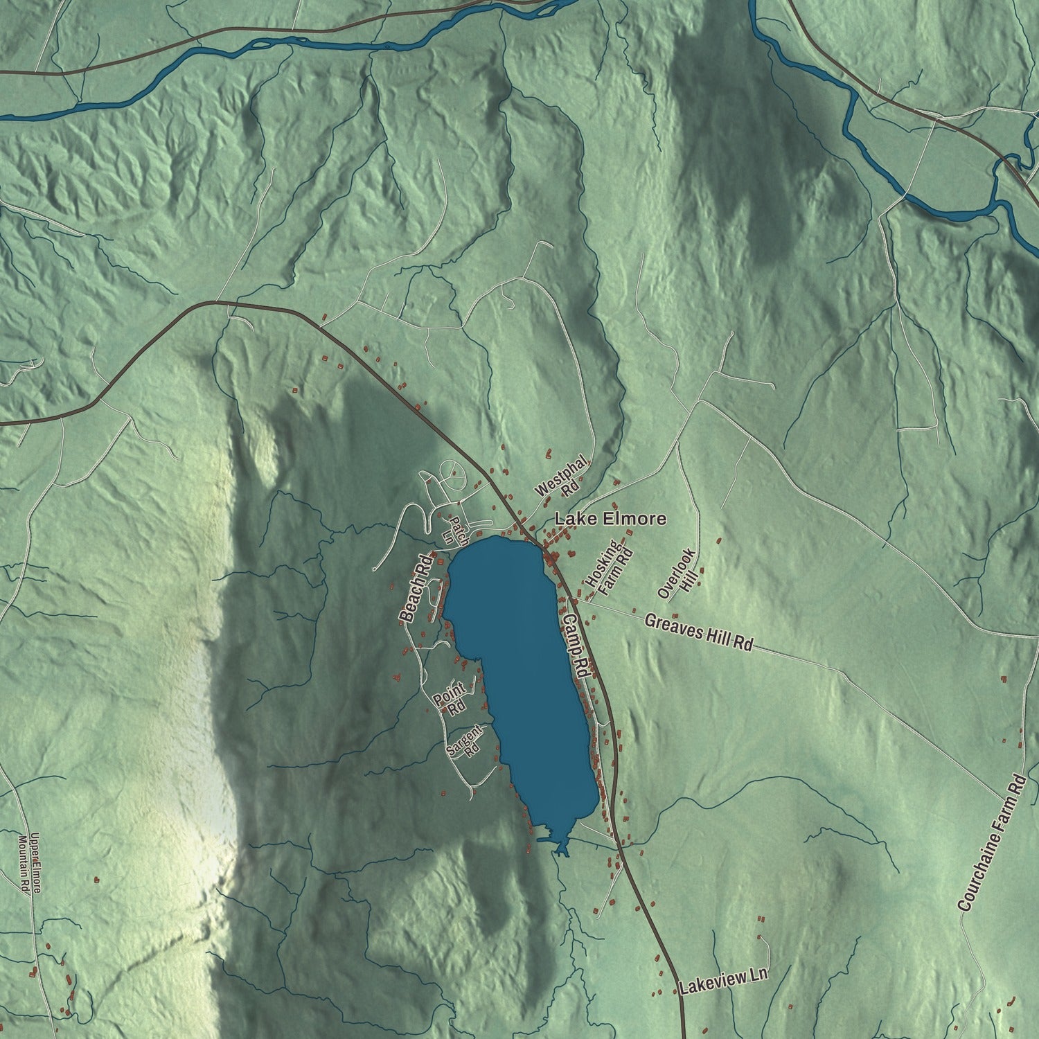Street and neighborhood detail from the Elmore, Vermont map