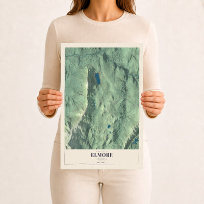 Elmore, Vermont map print - 12 x 18 archival matte print