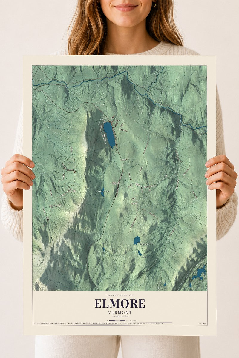 Elmore, Vermont map print - 18 x 24 archival matte print