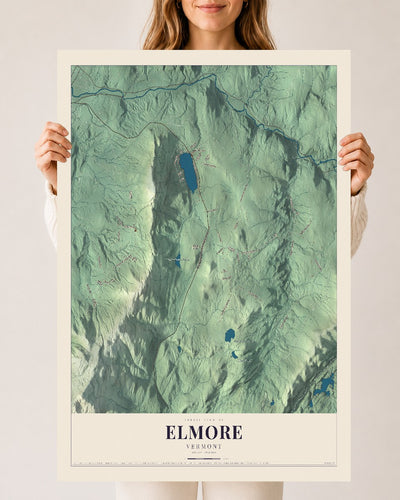 Elmore, Vermont map print - 24 x 36 archival matte print