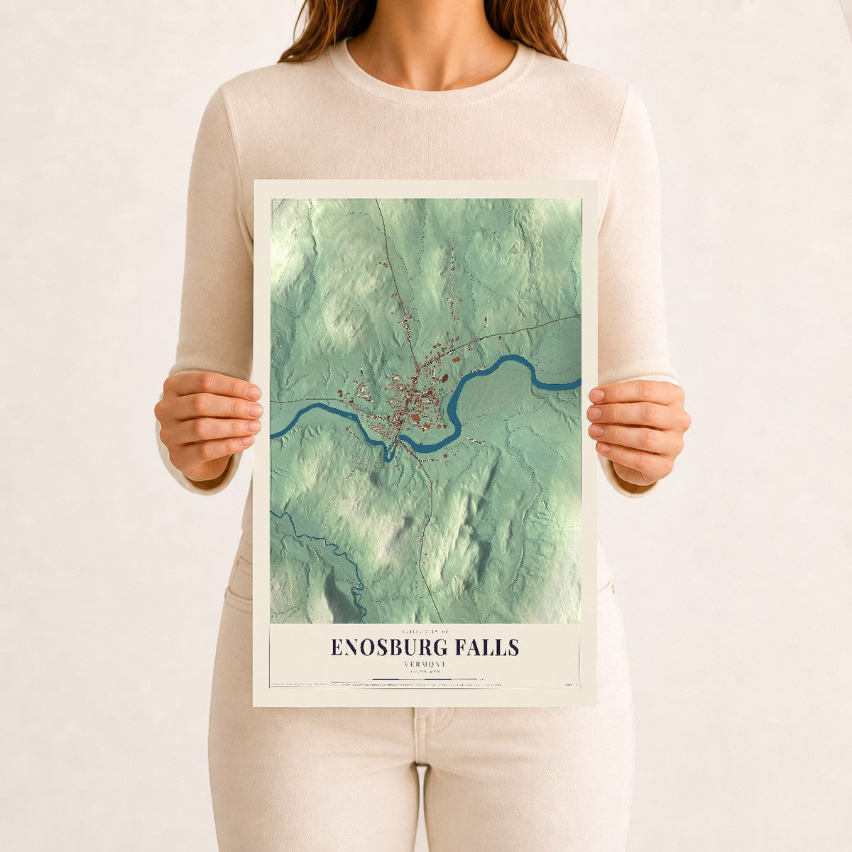 Enosburg Falls, Vermont map print - 12 x 18 archival matte print