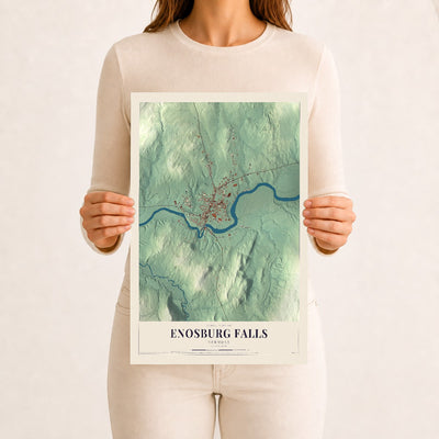Enosburg Falls, Vermont map print - 12 x 18 archival matte print