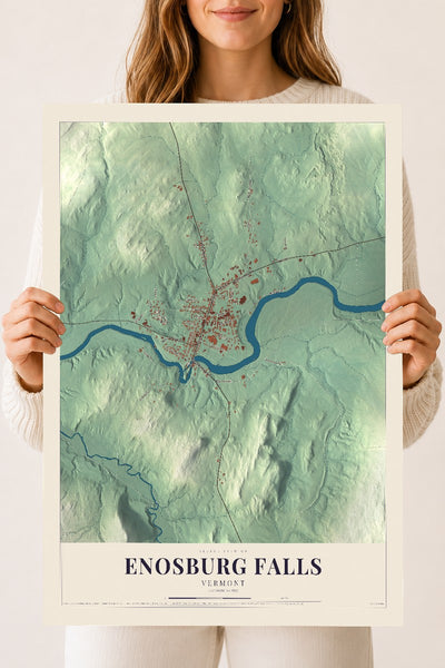 Enosburg Falls, Vermont map print - 18 x 24 archival matte print