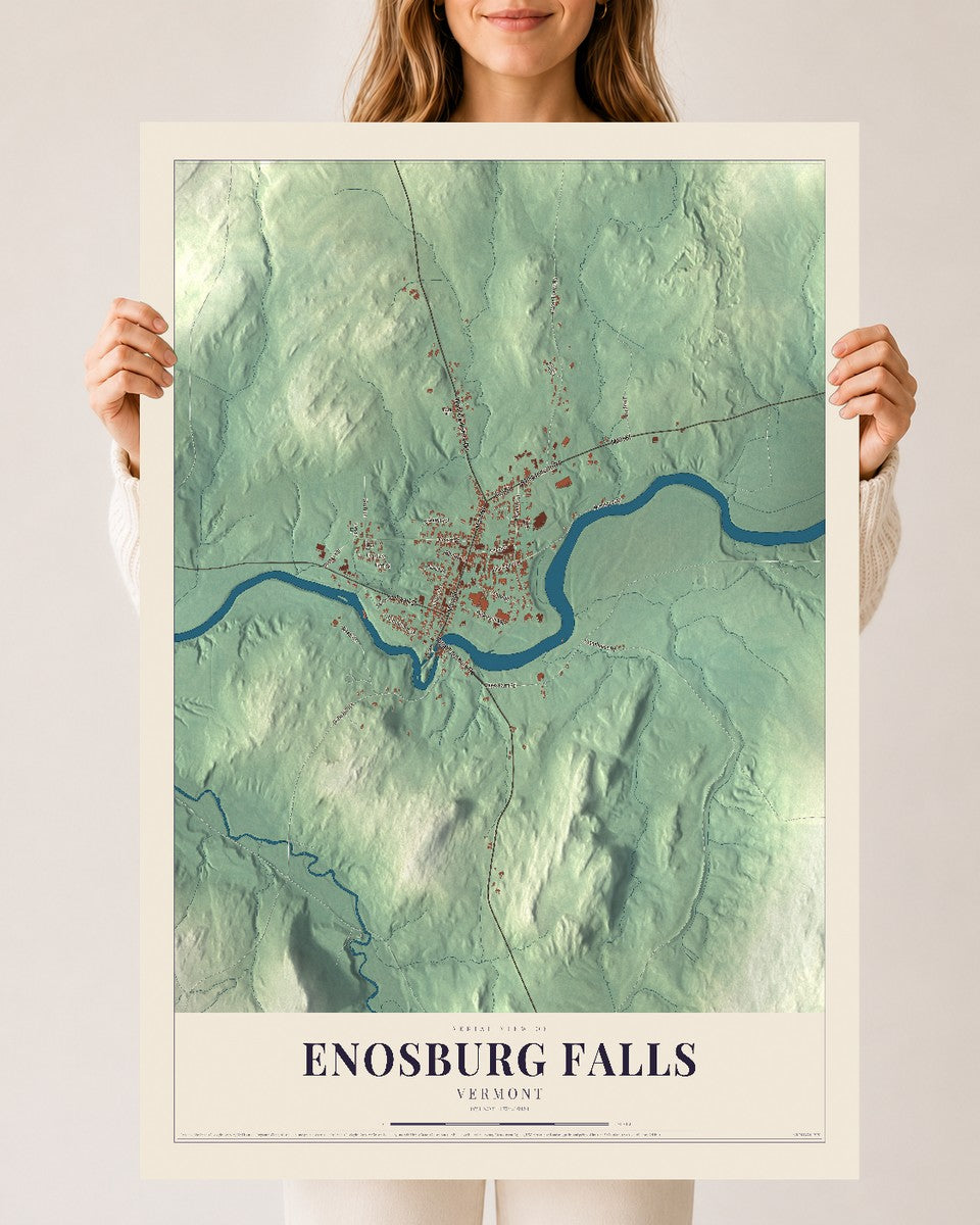 Enosburg Falls, Vermont map print - 24 x 36 archival matte print