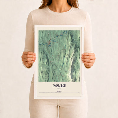 Enosburgh, Vermont map print - 12 x 18 white Ayous wood frame