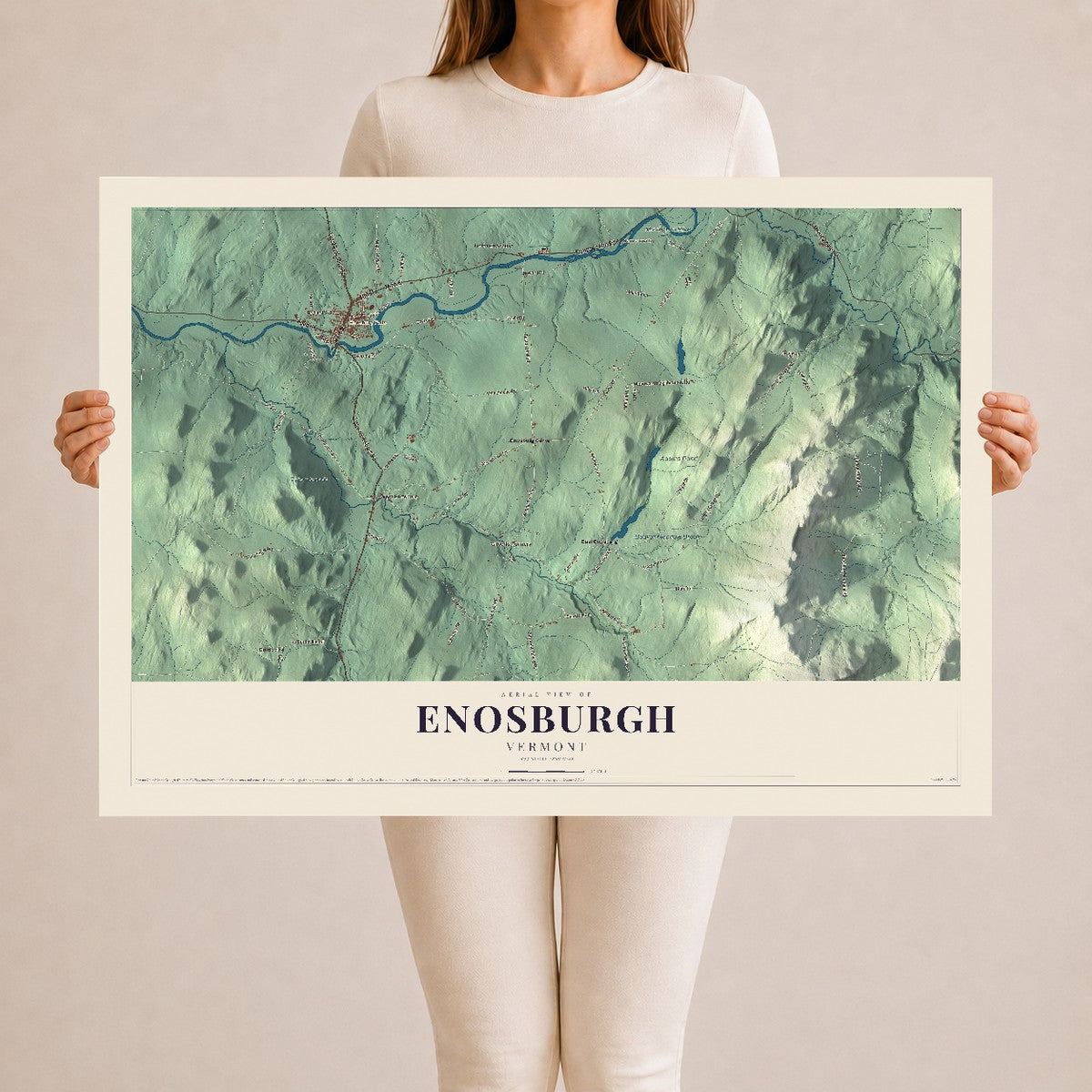 Map of Enosburgh, Vermont, 24 x 36 inch unframed archival matte print