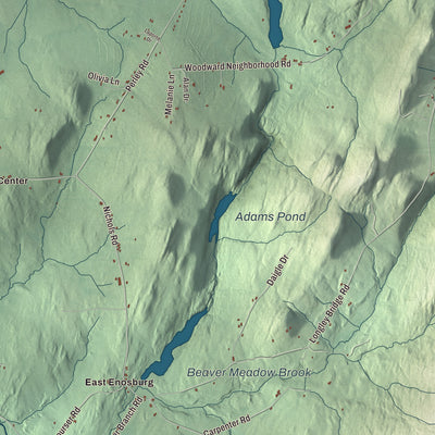 Terrain and local geography detail from the Enosburgh, Vermont map