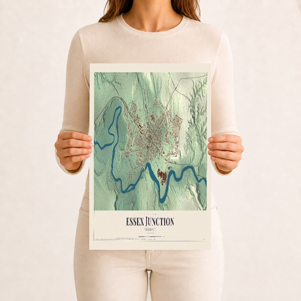 Essex Junction, Vermont map print - 12 x 18 archival matte print