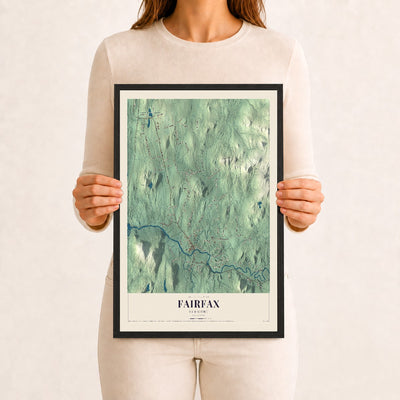 Fairfax, Vermont map print - 12 x 18 black Ayous wood frame