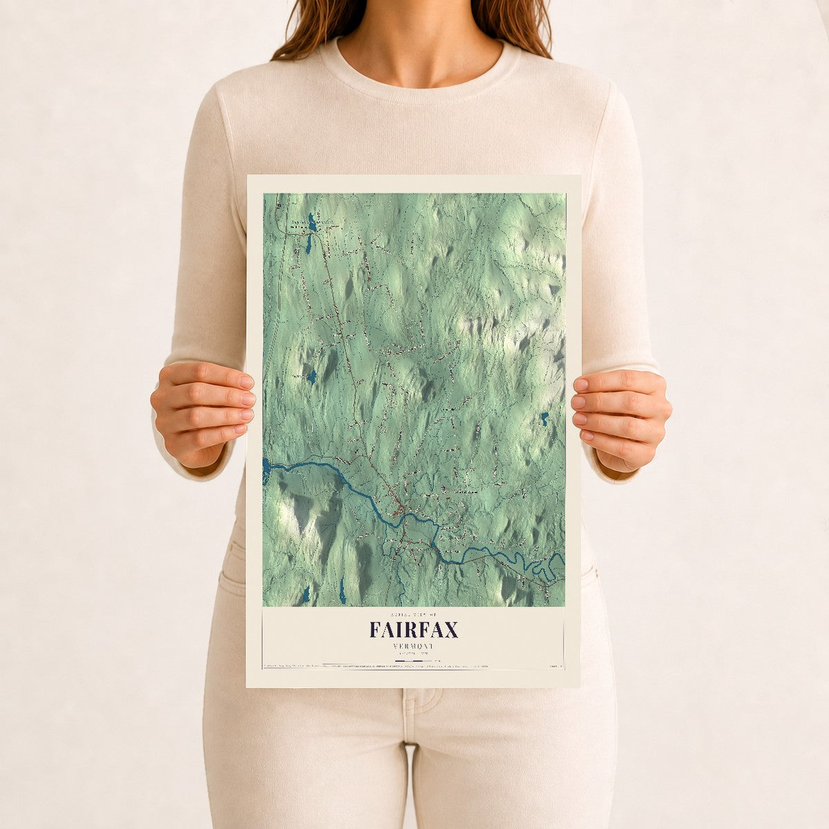 Fairfax, Vermont map print - 12 x 18 archival matte print