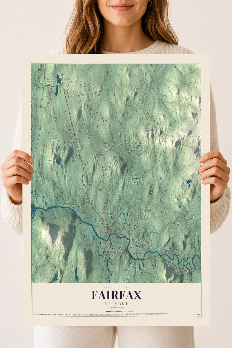 Fairfax, Vermont map print - 18 x 24 archival matte print