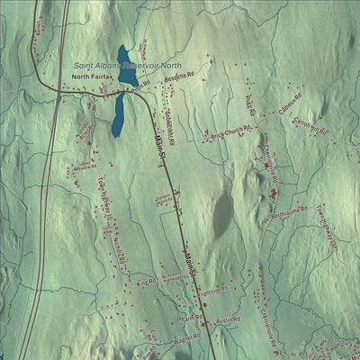 Terrain and local geography detail from the Fairfax, Vermont map