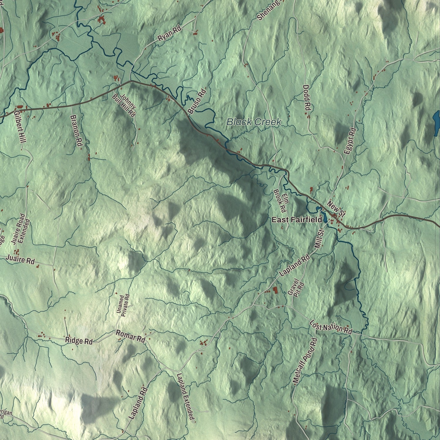 Street and neighborhood detail from the Fairfield, Vermont map