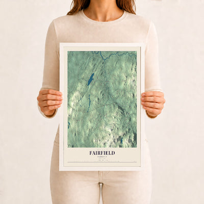 Fairfield, Vermont map print - 12 x 18 white Ayous wood frame