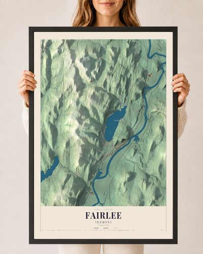 Fairlee, Vermont map print - 24 x 36 black Ayous wood frame