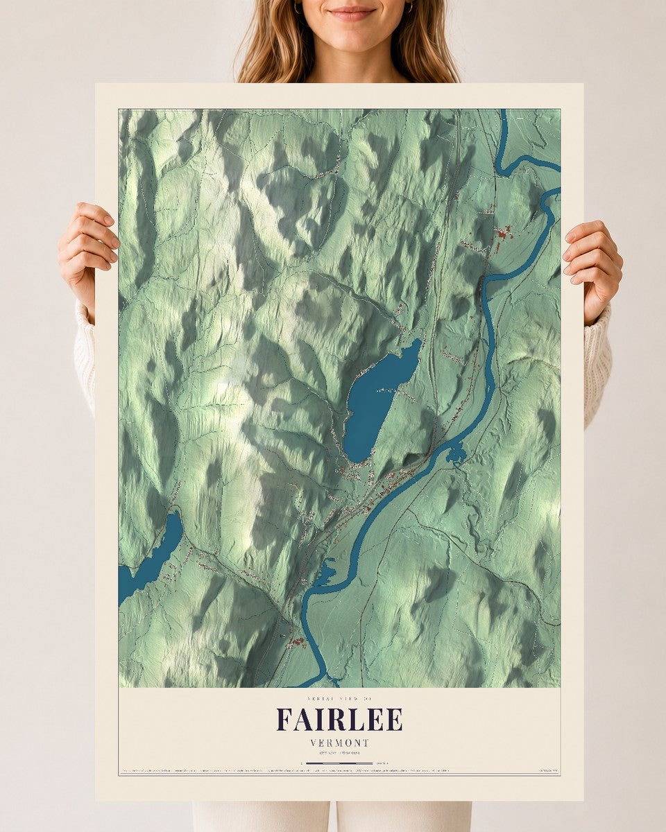 Fairlee, Vermont map print - 24 x 36 archival matte print