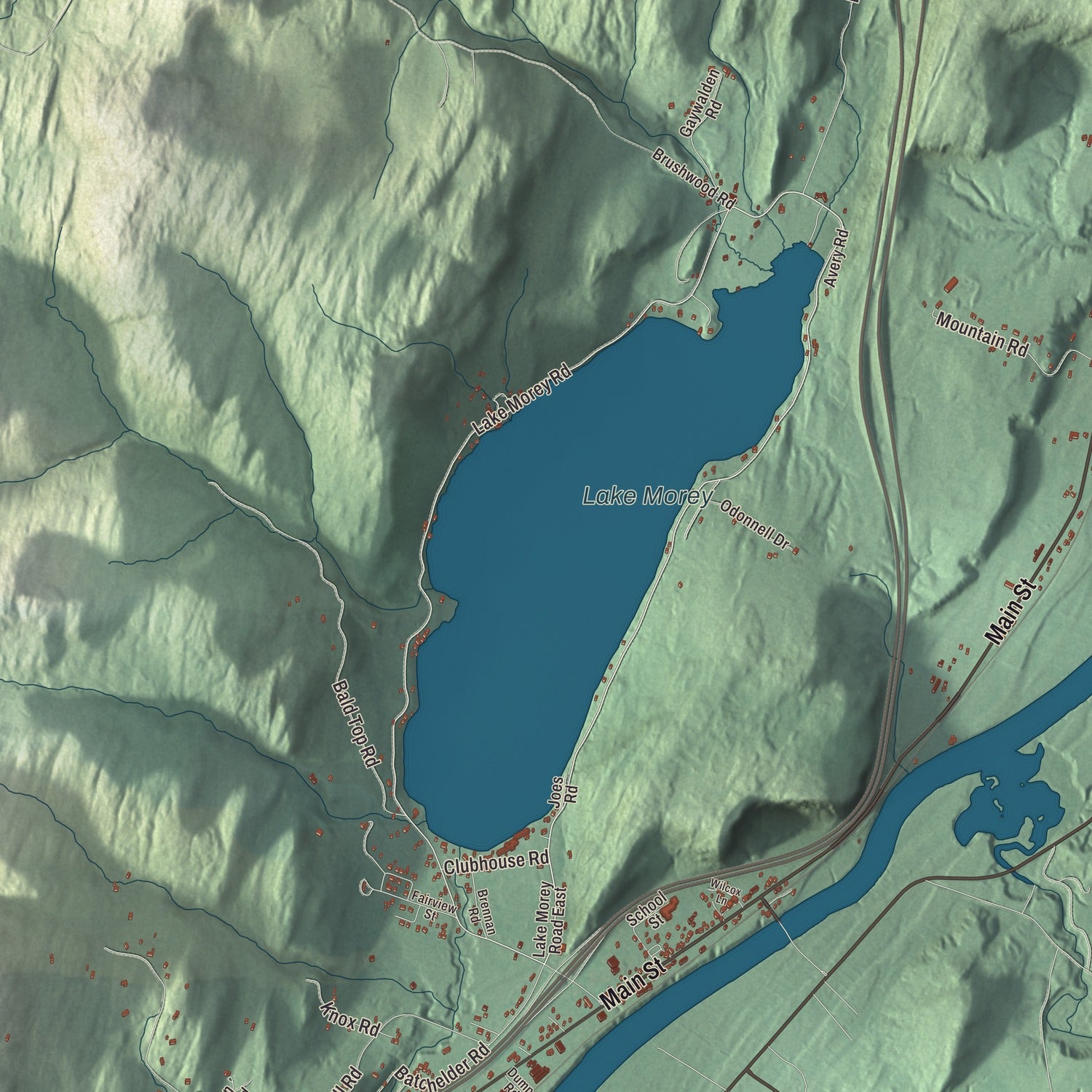 Terrain and local geography detail from the Fairlee, Vermont map