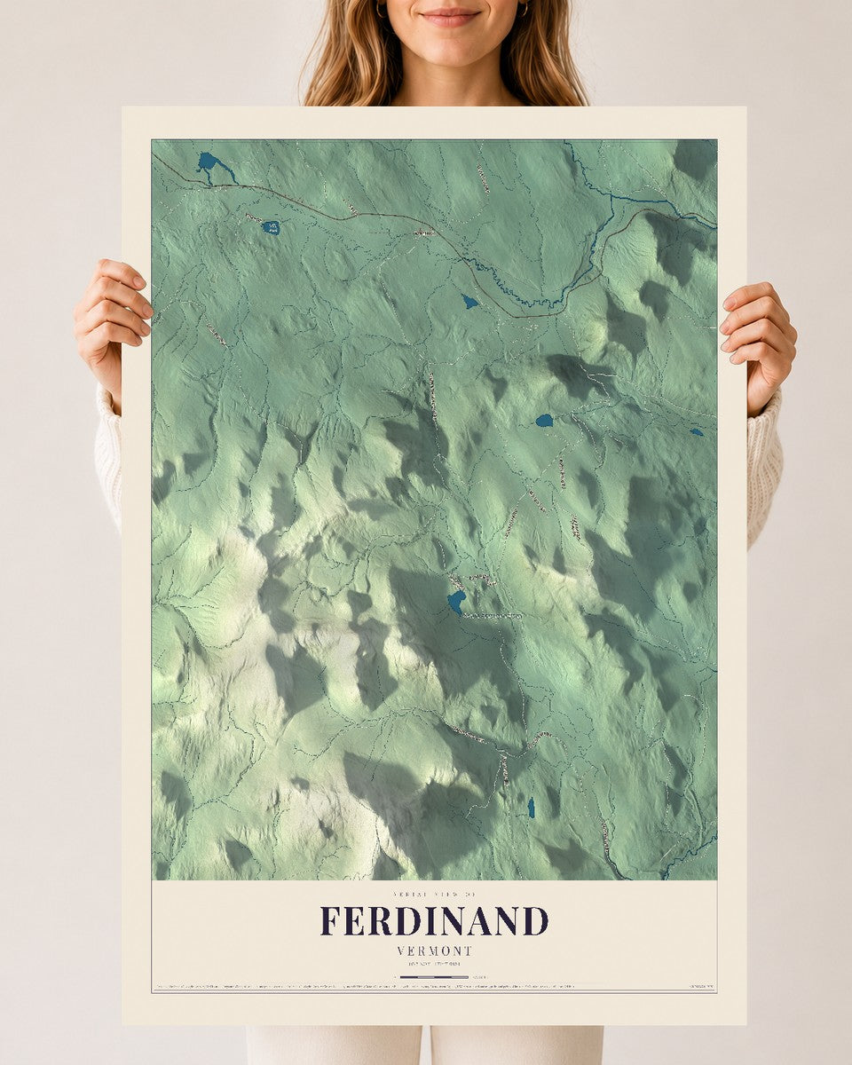 Ferdinand, Vermont map print - 24 x 36 archival matte print