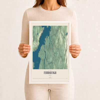 Ferrisburgh, Vermont map print - 12 x 18 white Ayous wood frame