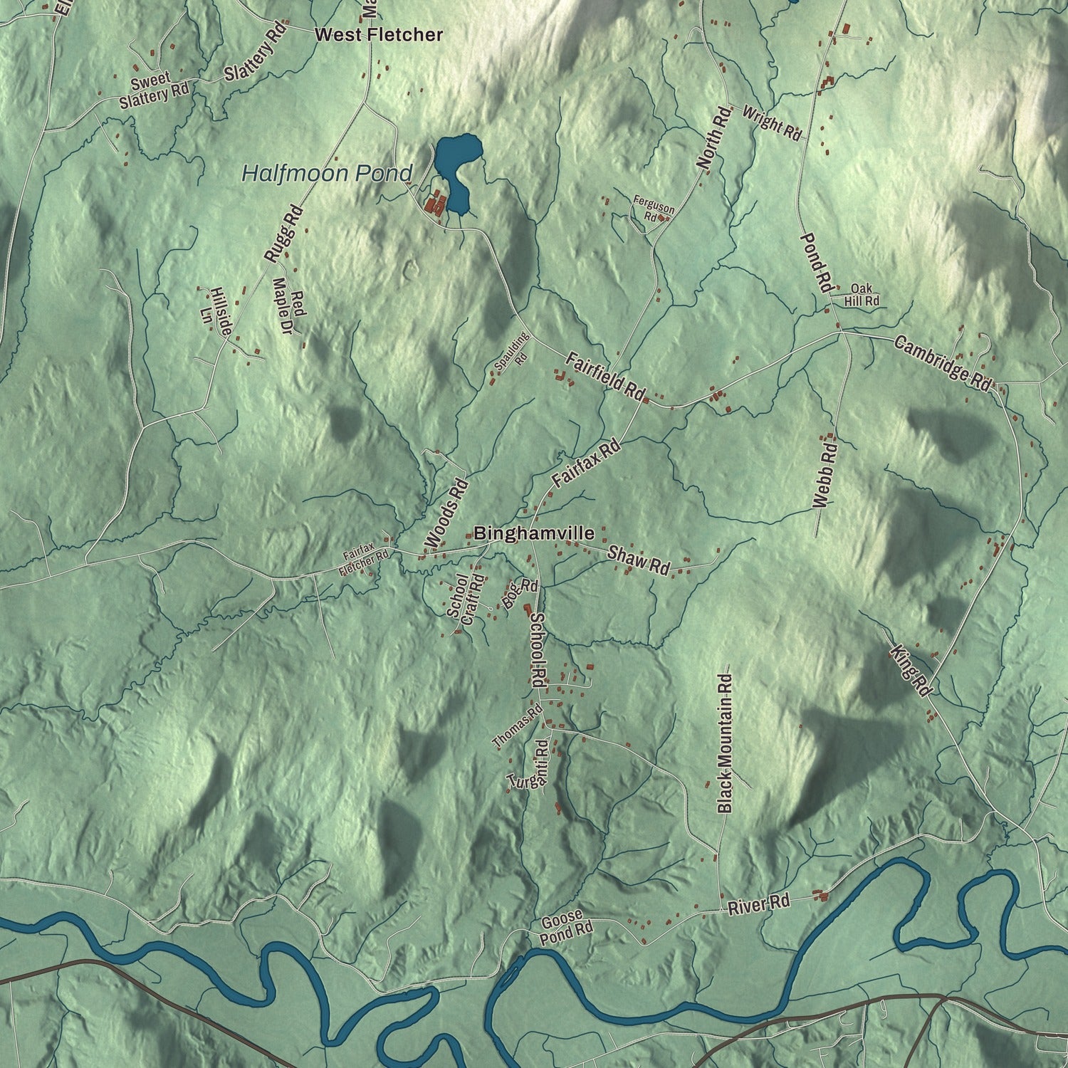 Street and neighborhood detail from the Fletcher, Vermont map