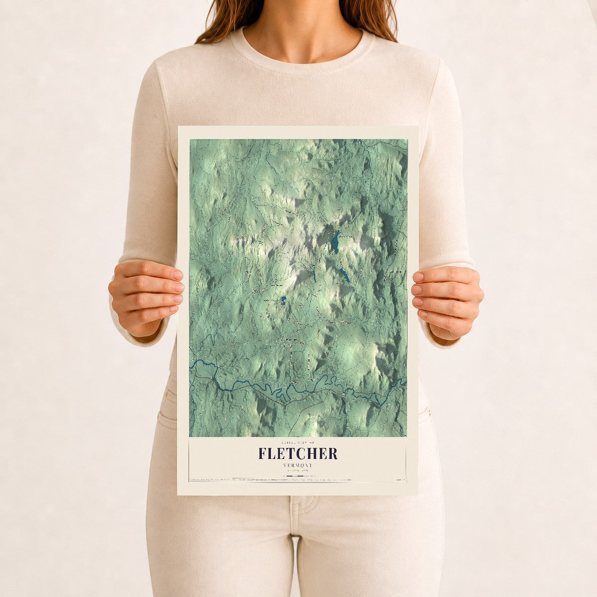 Fletcher, Vermont map print - 12 x 18 archival matte print