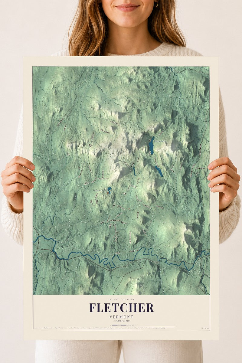 Fletcher, Vermont map print - 18 x 24 archival matte print