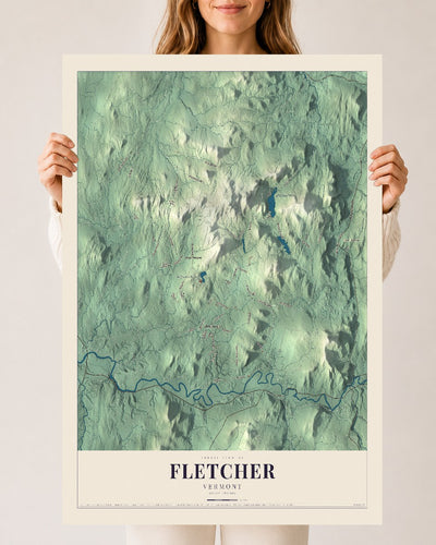 Fletcher, Vermont map print - 24 x 36 archival matte print