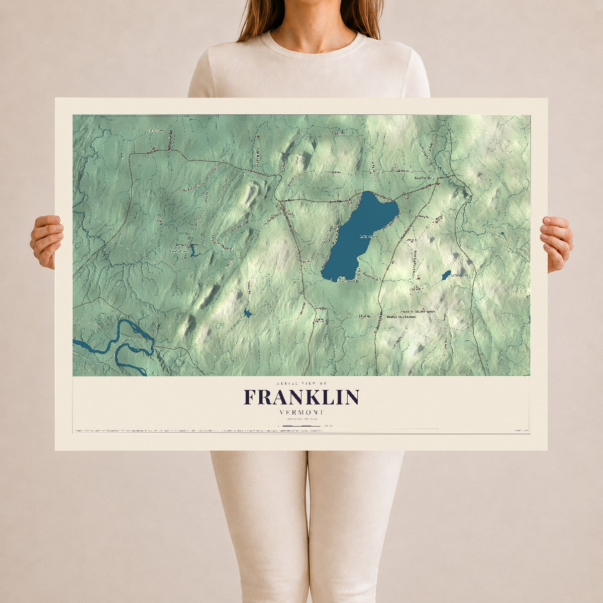 Map of Franklin, Vermont, 24 x 36 inch unframed archival matte print
